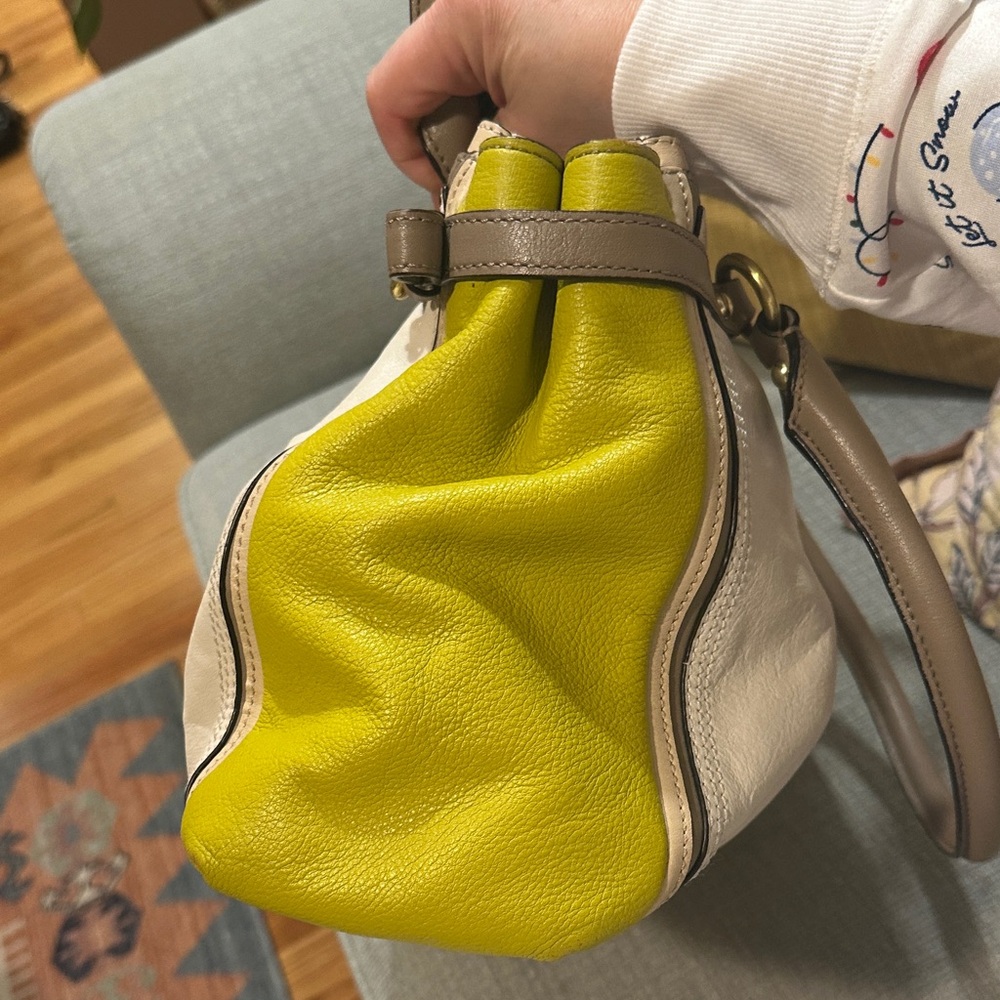 Coach White and Yellow Satchel - Picture 9 of 12